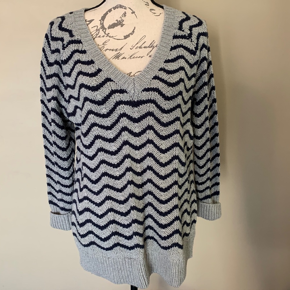 Navy and Gray Chevron Gap Sweater